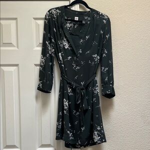 GAP Dark Green Floral Long Sleeve Dress